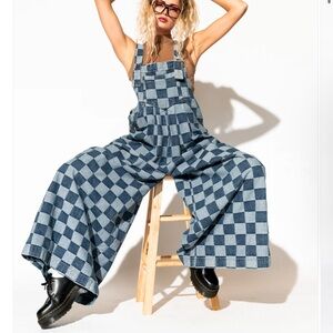 Dressed in LALA Big Feelings Blue Checkered Women's Overalls
